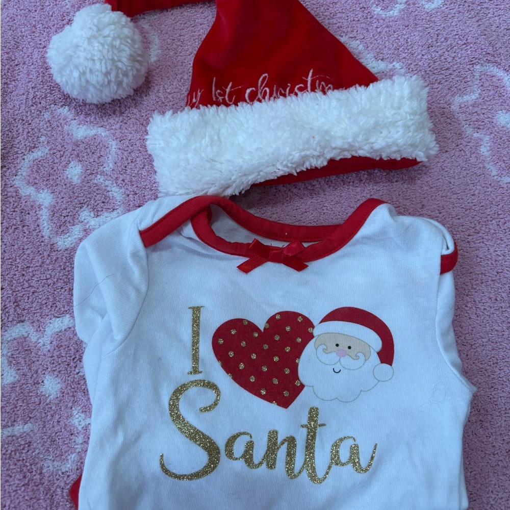 I Love Santa Baby Outfit with Hat